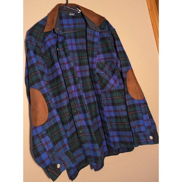Vintage Woolrich Mens Sz Medium Plaid Wool Blend  w/Leather Elbow Patches - USA - Picture 2 of 16